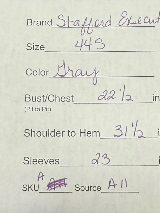 Stafford Executive Gray Blazer 44S Wool Blend Sport Coat Classic Mens - Picture 13 of 13